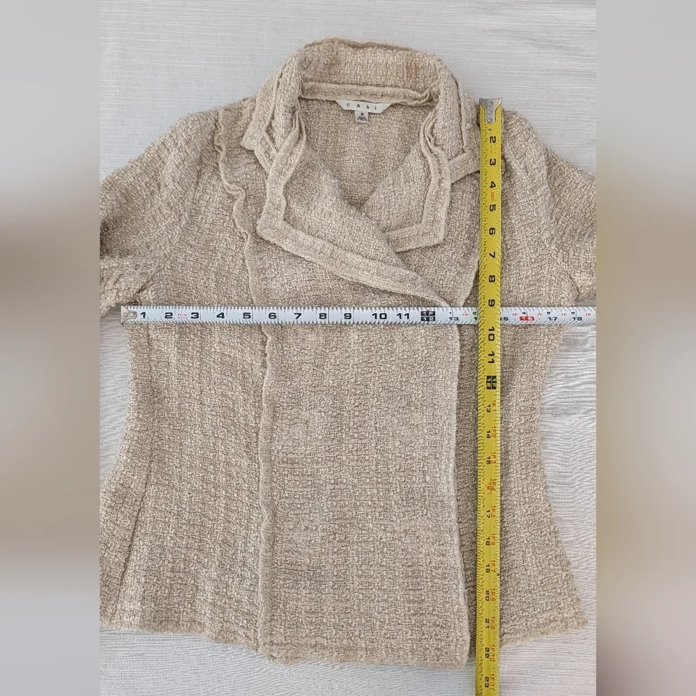 CAbi Woman's Chenille Oatmeal Color Blazer Double Breasted Size S